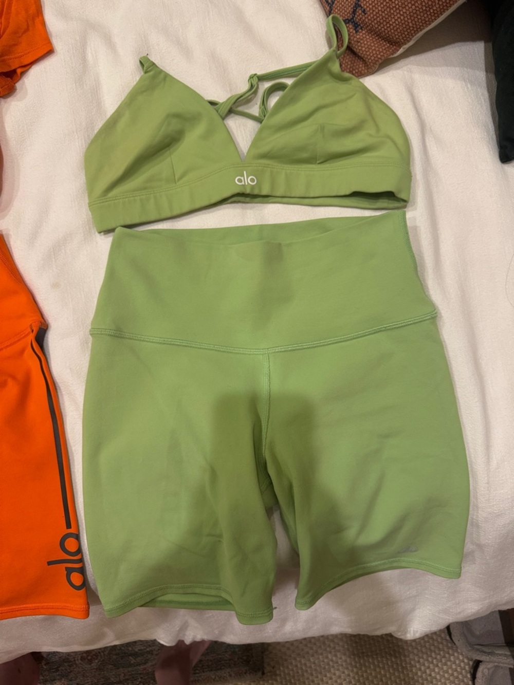 ALO Yoga Light Green High-Rise Bike Shorts